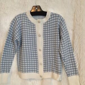 Blue and White Women's Sweater